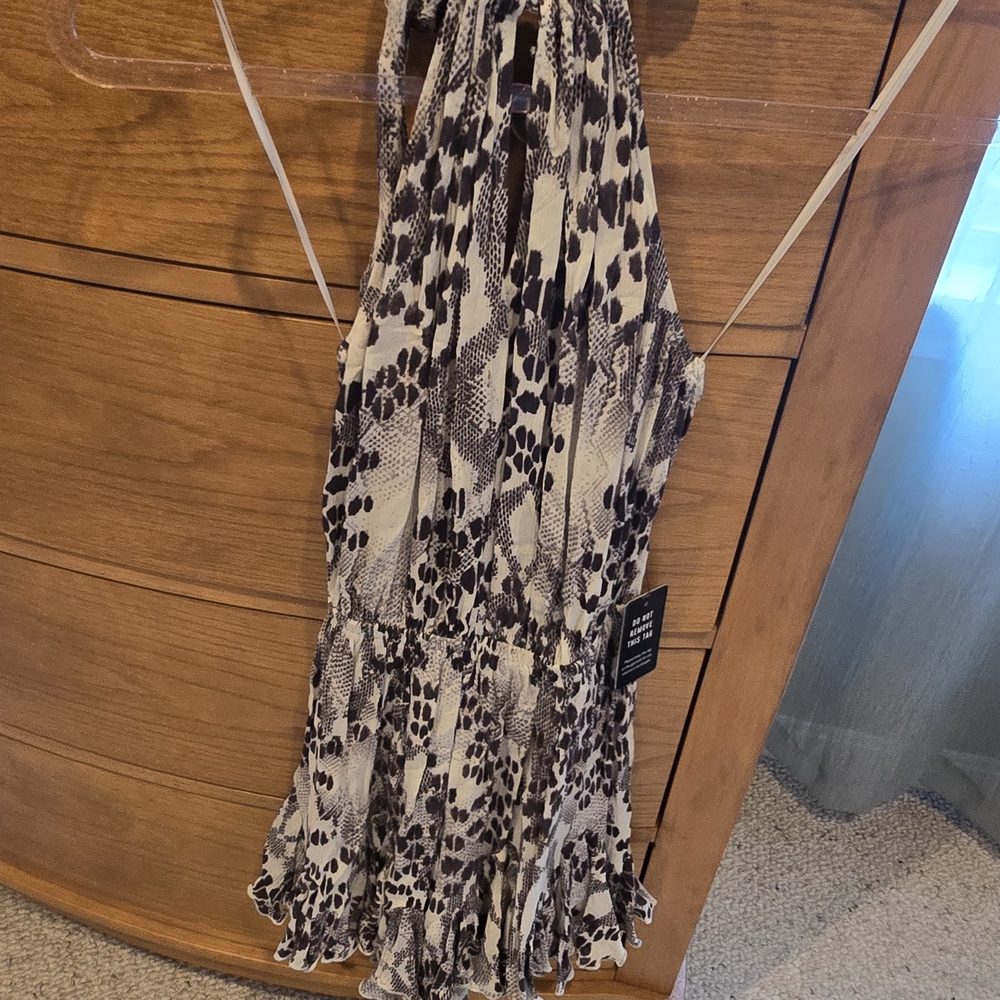 NWT Express,Tie-neck,Snake Print Halter Dress,Pleat-type Bodice,Women's Size XXS